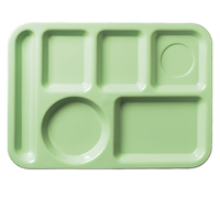 Carlisle Left-Handed 6-Compartment Rectangular Compartment Tray, Green ABS Plastic, 13-7/8 x 9-7/8 Inches