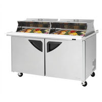 Turbo Air Super Deluxe 60-Inch Two-Section Sandwich/Salad Mega Top Prep Table with Dual-Sided Lids, 24-Pan Opening