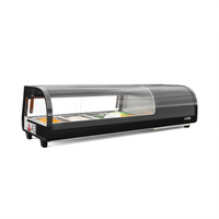 KoolMore 46.5-Inch Countertop Sushi Display Refrigerator with Curved Glass, Self-Contained Refrigeration, Black Finish