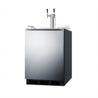 Summit Commercial ADA-Compliant 24-Inch Cold Brew Coffee Dispenser with Dual-Tap Draft Tower, 5.5 Cu. Ft., Built-In/Freestanding