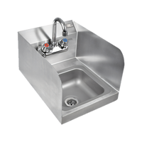 John Boos Pro-Bowl Wall-Mount Hand Sink with Side Splashes and Faucet, 9 x 9 x 5 Inch Bowl