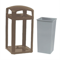 Rubbermaid Commercial Products Landmark Series Classic 50-Gallon Hooded Trash Can with Dome Top Frame and Rigid Liner