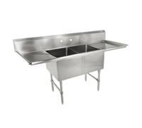 John Boos B Series 2-Compartment Commercial Sink with Left and Right Drainboards, 71-1/4 Inch Wide