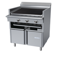 Garland Cuisine Series 36-Inch Heavy-Duty Gas Briquette Char-Broiler Range with Adjustable Grates and Open Cabinet Base