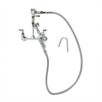 T&S Brass Splash-Mounted Pot & Kettle Filler Faucet with 8-Inch Adjustable Centers and 68-Inch Flexible Hose