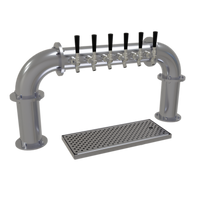 Glycol-Cooled Stainless Steel Countertop Pipe Pass-Thru Draft Dispensing Tower, 6 Faucets, 2 Columns