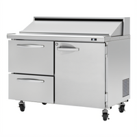 Turbo Air PRO Series 48-Inch Two-Section Sandwich/Salad Prep Table with 12-Pan Top, 1 Door, and 2 Drawers