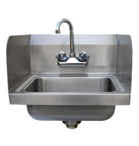 Advance Tabco Special Value Series Wall-Mounted Hand Wash Sink with Side Splashes, Splash-Mounted Faucet, 14 x 10 x 5 Bowl