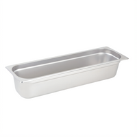 Winco SPJH-4HL 1/2 Size Long Solid Stainless Steel Steam Table Pan, 4-Inch Deep