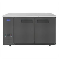 Atosa 57-3/4 Inch Shallow Depth Two-Section Back Bar Cooler with Solid Locking Doors