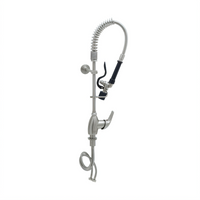 T&S Brass Mini Pre-Rinse Faucet Unit, Single Hole Deck Mount, 12-Inch Riser, 24-Inch Hose