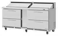 Turbo Air PRO Series 72-5/8-Inch Front Breathing Two-Section Mega Top Sandwich/Salad Prep Table with 4 Drawers and 18-Pan Opening