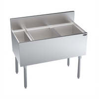 Krowne Royal Series 38-Inch Underbar Speed Multi-Station Bar Ice Bin with Right-Side 30-Inch Ice Bin and 8-Inch Insulated Bottle Well