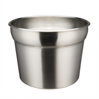 Winco Prime 11 Qt Round Stainless Steel Inset Pan, Satin Finish