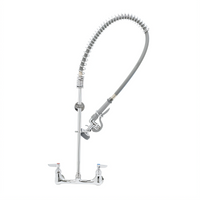 T&S Brass EasyInstall Wall Mount Pre-Rinse Unit, 8-Inch Centers, 44-Inch PVC Hose
