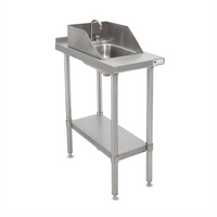 John Boos Stallion 24-Inch x 30-Inch Stainless Steel Filler Table with Drop-In Sink and Adjustable Undershelf