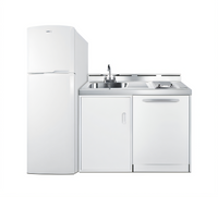 Summit Appliance 72-Inch All-In-One Kitchenette with Full-Size Refrigerator-Freezer, Dishwasher, Cooktop, Sink & Storage Cabinet