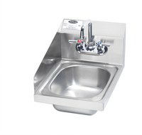 Krowne 12-Inch Space Saver Wall-Mount Stainless Steel Hand Sink with Left Side Splash and Included Faucet