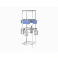 Metro Chain Reaction Freestanding PPE Tree Sanitizer Station with Shelves, Glove Box Holders, and Sanitizer Holders