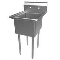BK Resources Economy 1-Compartment Stainless Steel Sink on Legs, 16