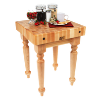 John Boos Saratoga Farm Butcher Block Work Table, 24 x 24 x 32, 4-Inch End Grain Northern Hard Rock Maple, Oil Finish