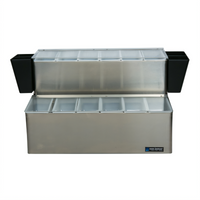 EZ-Chill Portable Chillable 2-Tier Stainless Steel 12-Compartment Garnish Center with Hinged Transparent Lid