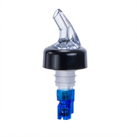 7/8 oz Plastic Measuring Liquor Pourer with Black Collar, Clear Spout, and Blue Tail