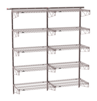 Metro SmartWall Tall Double-Wide Five-Tier Wall-Mounted Shelving Starter Kit with 10 Wire Shelves