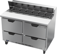 Beverage-Air 48-Inch Two-Section Sandwich Top Refrigerated Counter with 12-Pan Top and 4 Drawers