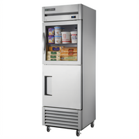 True One-Section Reach-In Refrigerator with Framed Glass and Stainless Steel Half Doors