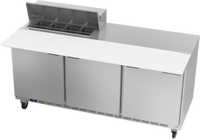 Beverage-Air SPE72HC-08C Three-Section Sandwich Top Refrigerated Prep Table, 72 Inch, 3-Door, 8-Pan
