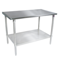 John Boos 96 x 48 Inch 16-Gauge Stainless Steel Flat Top Work Table with Adjustable Undershelf