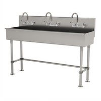 Advance Tabco 60-Inch Multiwash Freestanding Hand Wash Sink with 3 Faucets