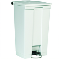 Rubbermaid Commercial Products Step-On 23-Gallon Rectangular Mobile Bathroom Trash Can, White