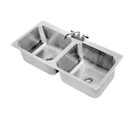 Advance Tabco 45.5-Inch Wide 2-Compartment Drop-In Stainless Steel Sink with 8-Inch Swing Spout Faucet and Basket Drain