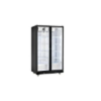 Omcan USA Two-Section Black Glass Door Refrigerated Merchandiser, 48-Inch, 35.5 Cu. Ft., Self-Contained Rear Mount