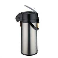 Winco 2.2 Liter Stainless Steel Lever-Top Airpot with Glass Liner and Swivel Base