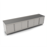 John Boos 144-Inch x 30-Inch Stainless Steel Enclosed Work Table with Cabinet Base and 1-1/2-Inch Rear Riser