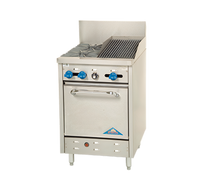 Comstock-Castle F318-1RB 24-Inch Gas Range with 2 Open Burners, 12-Inch Char-Broiler and Space-Saver Oven