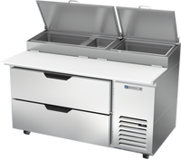 Beverage-Air 60-Inch Pizza Top Refrigerated Counter with 2 Drawers, 17.8 Cu. Ft.