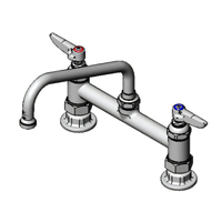 T&S Brass Double Pantry Deck-Mount Mixing Faucet with 8-Inch Swing Nozzle and Lever Handles