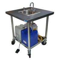 BK Resources Mobile Stainless Steel Hand Wash Sink, Cold Water Only, with 5-Gallon Fresh Water Tank and 7-Gallon Waste Water Tank