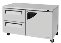 Turbo Air Super Deluxe Two-Section Undercounter Freezer with 2 Drawers and 1 Right-Hinged Door, 60 1/4-Inch