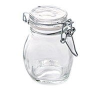American Metalcraft 3.5 oz Clear Glass Mini Mason Jar Condiment Jar with Hinged Lid