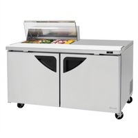 Turbo Air Super Deluxe 60-Inch 2-Section Clear Top Sandwich/Salad Prep Table, 19 Cu. Ft., 8-Pan, Right Work Station