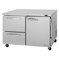 Turbo Air PRO Series 48-Inch 2-Section Undercounter Freezer with 1 Door and 2 Drawers