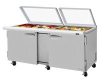 Turbo Air PRO Series 72-5/8-Inch Two-Section Mega Top Glass Lid Sandwich/Salad Prep Table, 30 1/6-Size Pan Capacity