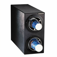 Dispense-Rite Adjustable Countertop Cup Dispensing Cabinet with 2 Dispensers, Black Polystyrene