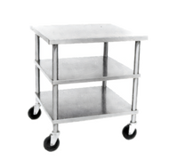 Dinex 30 x 30-Inch Stainless Steel Utility Table with Open Base, 2 Shelves, and Casters