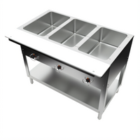 BK Resources ST-SW-3 Electric 3-Pan Stainless Steel Steam Table with Cutting Board Shelf